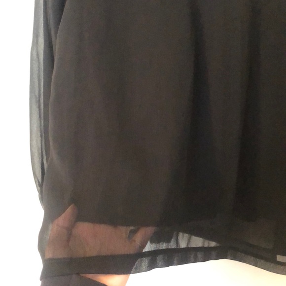Women’s black sheer blouse with criss cross - Picture 4 of 4